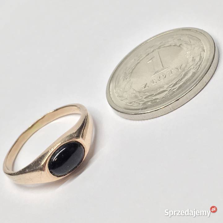Złoty SYGNET damski 585 14K cudowny ONYKS CZARNY Warszawa