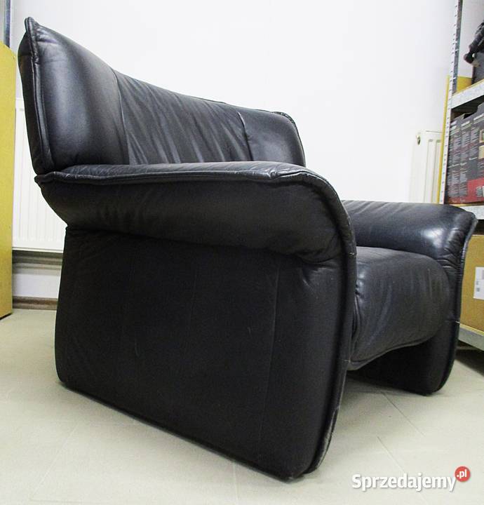 Stary Fotel Czarna Skóra mazowieckie Nieporęt