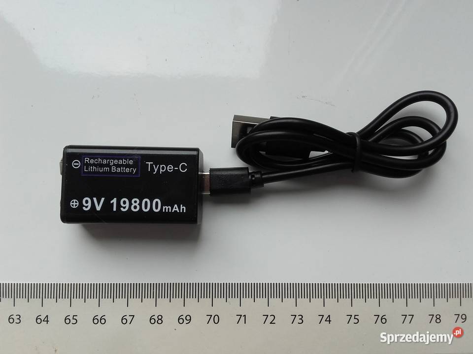 Akumulator 6F22 9V z ładowaniem USBC LED Liion Pozostałe Bydgoszcz