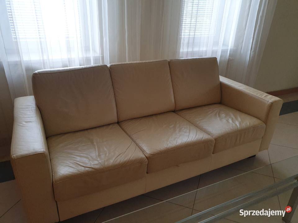 Rozkładana kanapa skóra naturalna funkcja spania lubelskie Świdnik