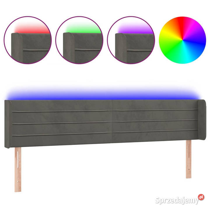 Zagłówek do łóżka z LED ciemnoszary 163x16x7888 mazowieckie Warszawa