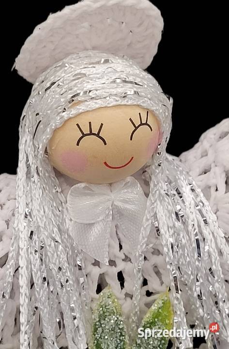 Świąteczny Anioł 20 ręcznie wykonany biały