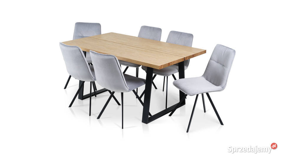 Stół LOFT 6 Krzeseł WELUR Nogi metalanowe czarne sprzedam