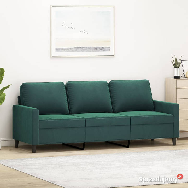 Sofa 3osobowa ciemnozielony 180 obita aksamitem Warszawa