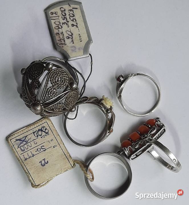 Stary Srebrny Pierścionek Rubin PRL lata 6070 Gliwice