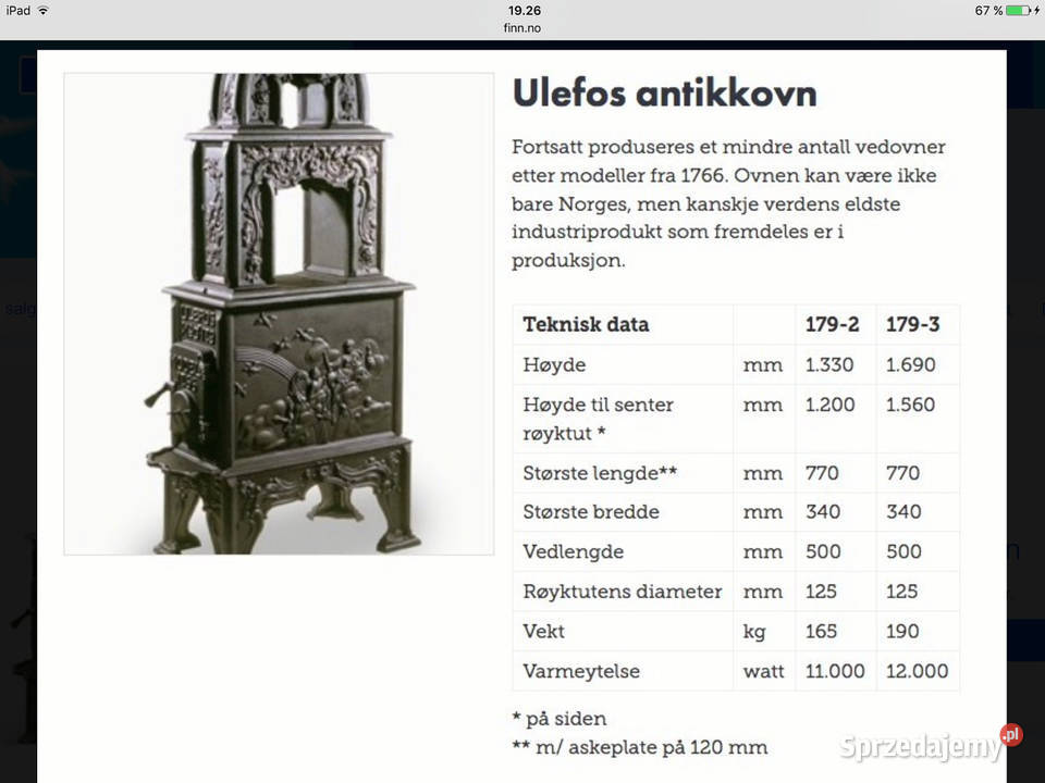 Piec Ulefos 1766 kominek koza nie Jotul Pozostałe Szczecin