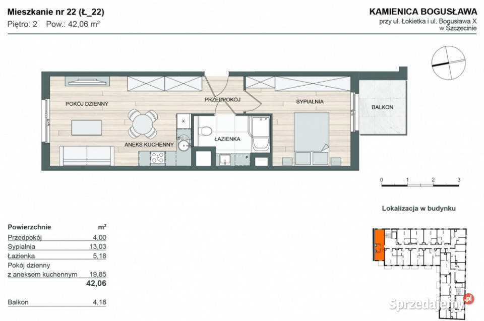 NOWE MIESZKANIE 2pokoje 42 m2 w samym sercu balkon Szczecin