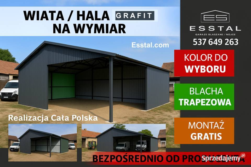 Garaż  OTWARTY Wiata Hala Garaż Blaszany Magazyn Łosice