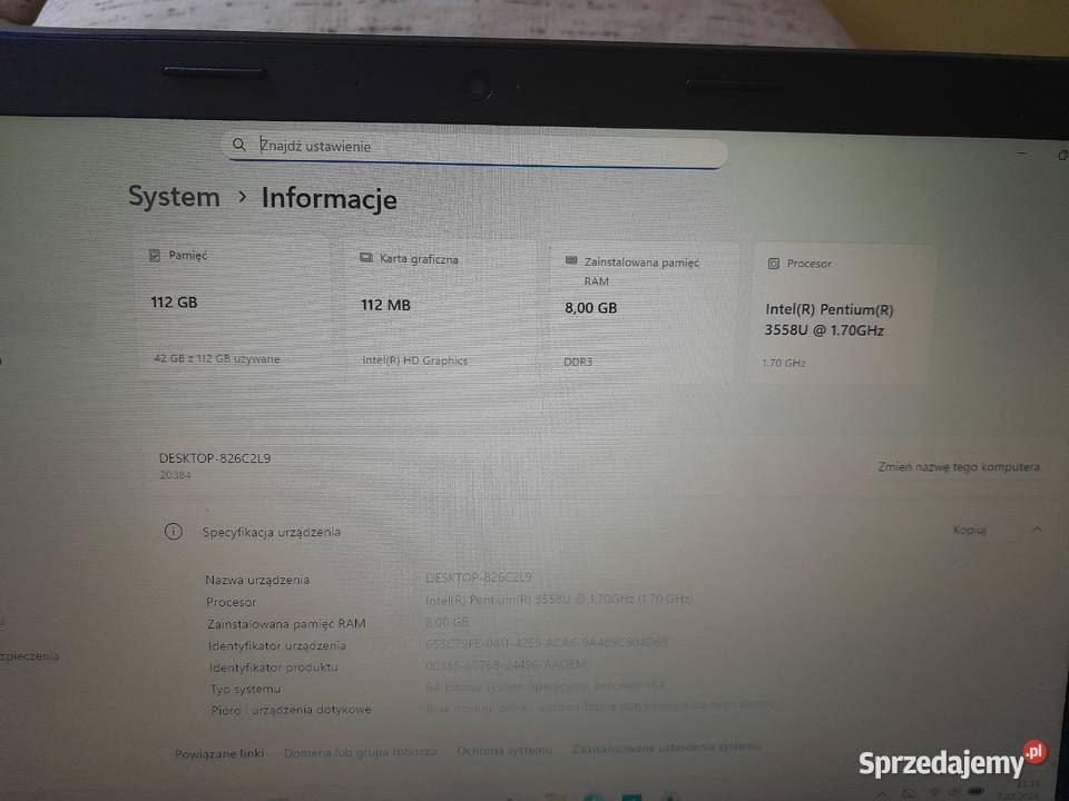Laptop Lenovo B5070 Win11 Pro 8GB RAM SSD 120GB 8GB Wieliczka