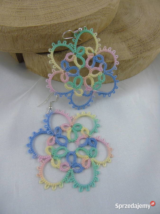 Kolczyki frywolitkowe różne wzory i kolory małopolskie Wiśniowa