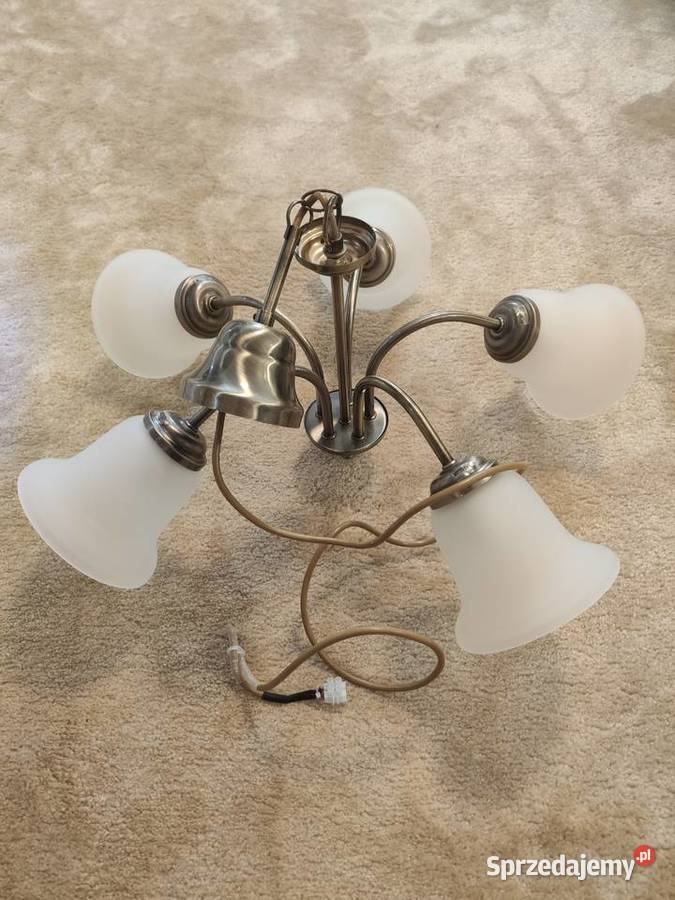 Lampa sufitowa wisząca żyrandol pięcioramienny odcienie brązowego świętokrzyskie Kielce