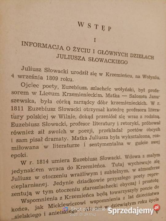Wybór poezji Słowackiego książki prezenty mazowieckie Warszawa