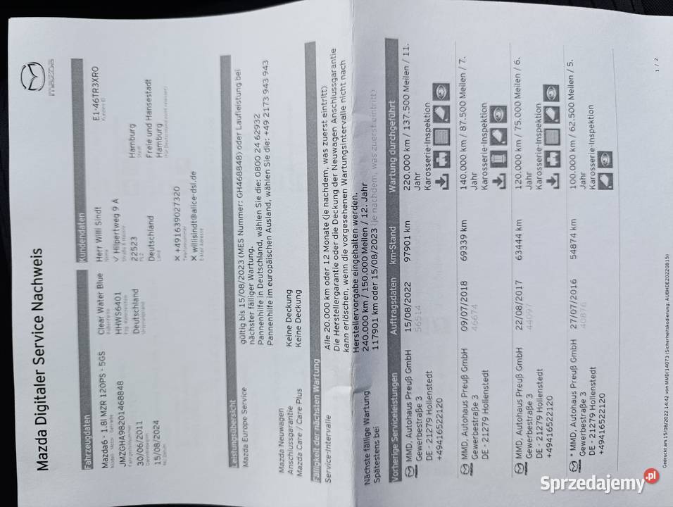 MAZDA 6 KOMBI 18 BENZYNA przebieg 112000 śląskie Lgota-Mokrzesz