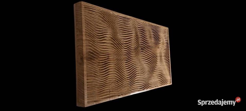 Drewniana płaskorzeźba fale nowoczesny panel zachodniopomorskie Malechowo