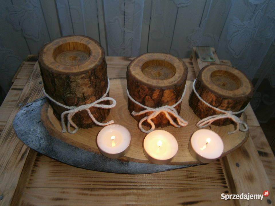 dębowy zestaw tealight 3 plaster drewna Siedlce sprzedam