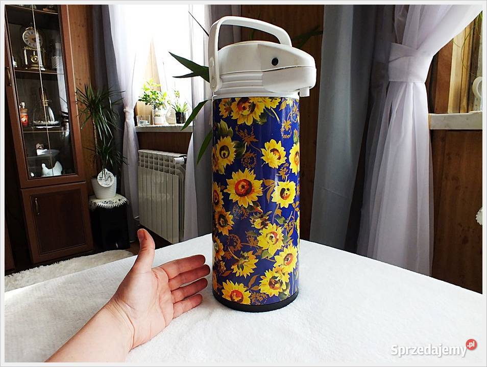 Duży termos z pompką 15l w kwiaty zabytek PRL