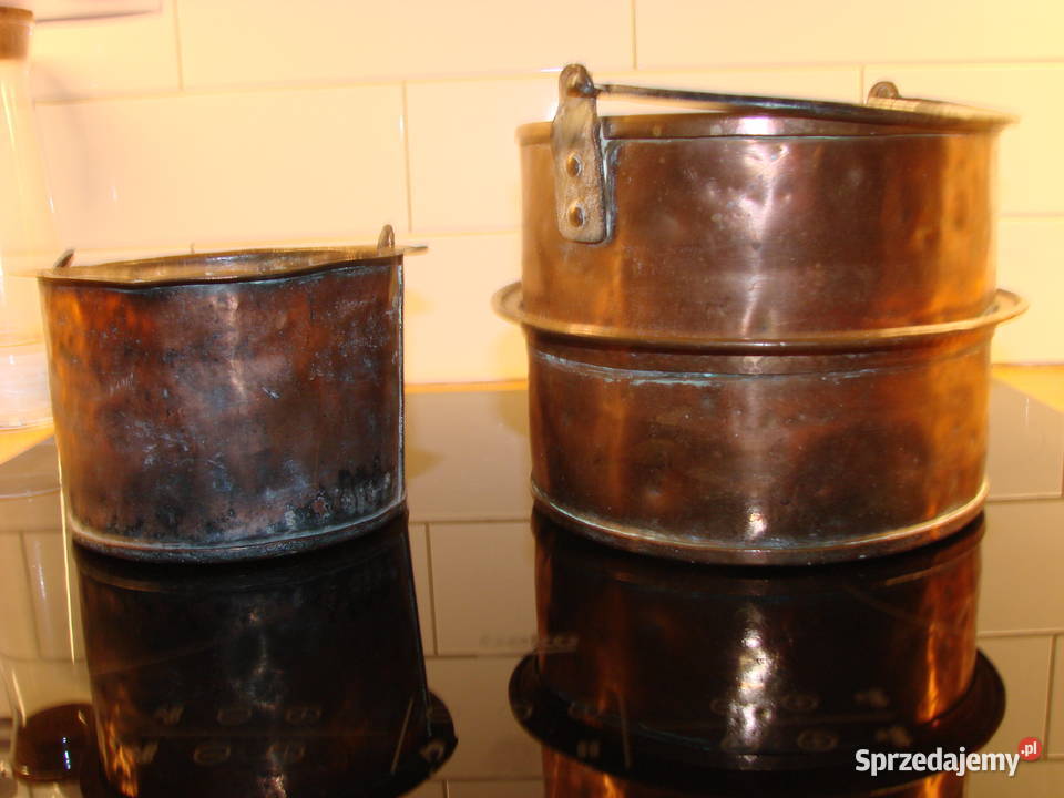 stary miedziany podwójny garnek pomorskie Pruszcz Gdański
