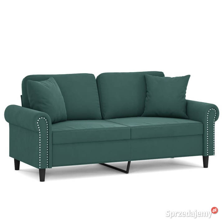 2osobowa sofa z poduszkami ciemnozielona 140 Warszawa