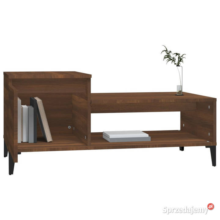 Stolik kawowy brązowy dąb100x50x45 materiał