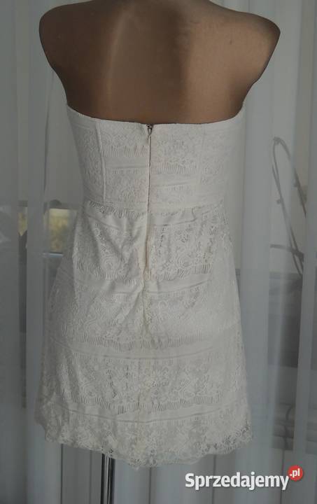 Jasna koronkowa sukienka s xs Spódnice i sukienki