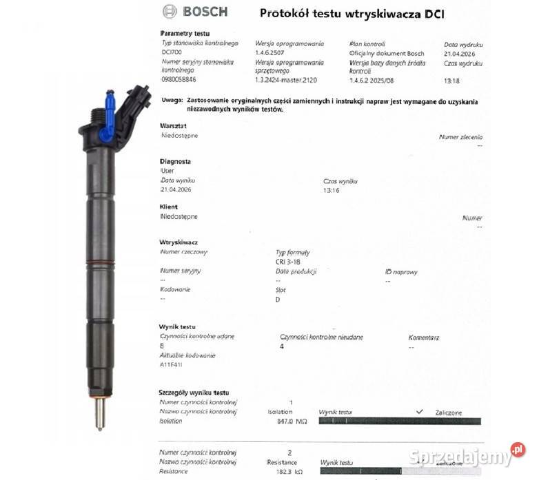 Wtryskiwacz BOSCH 0445116054 do TOYOTA Yaris