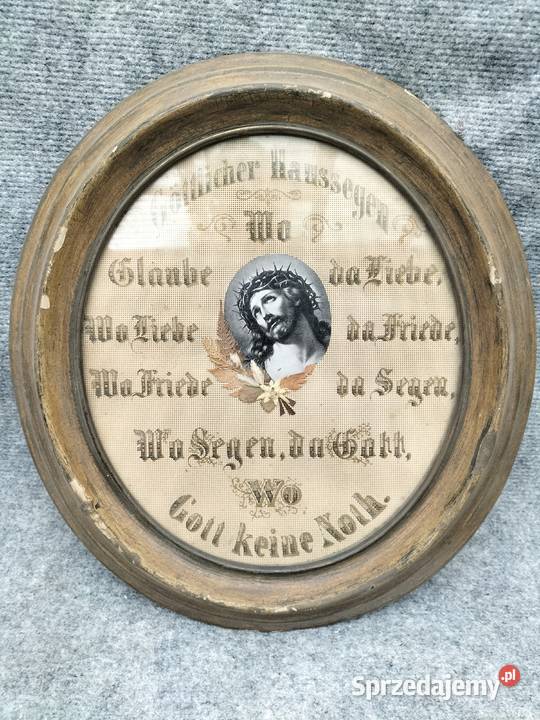 Stary niemiecki obraz Błogosławieństwo domu
