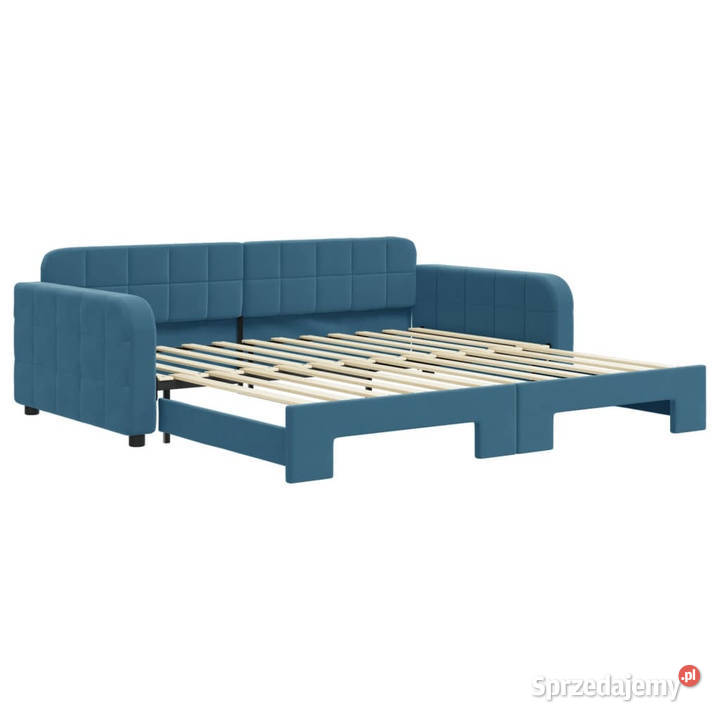 Sofa rozsuwana niebieska aksamit 100x200 71cm Warszawa sprzedam