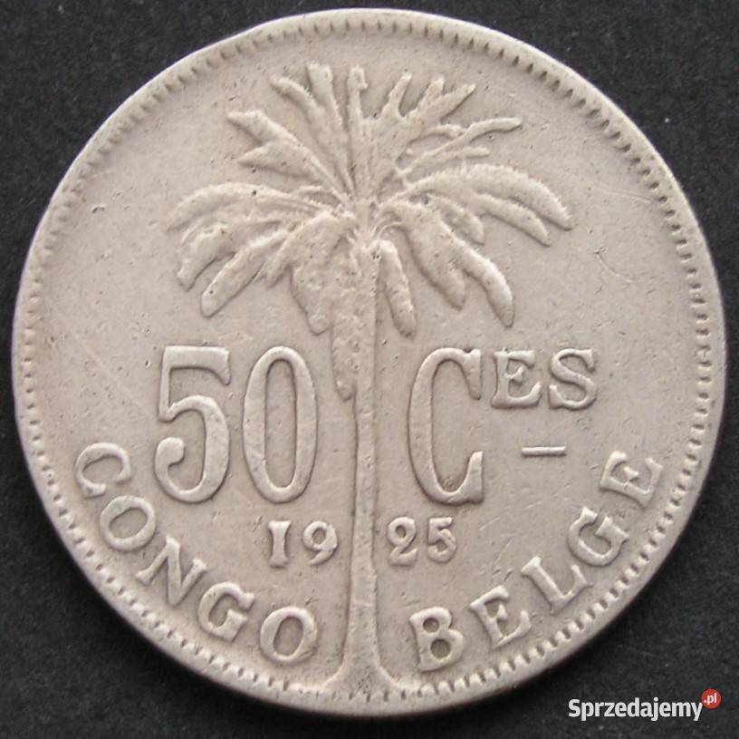 KONGO BELGIJSKIE 50 CENTIMES 1925 KRÓL ALBERT Numizmatyka Łódź