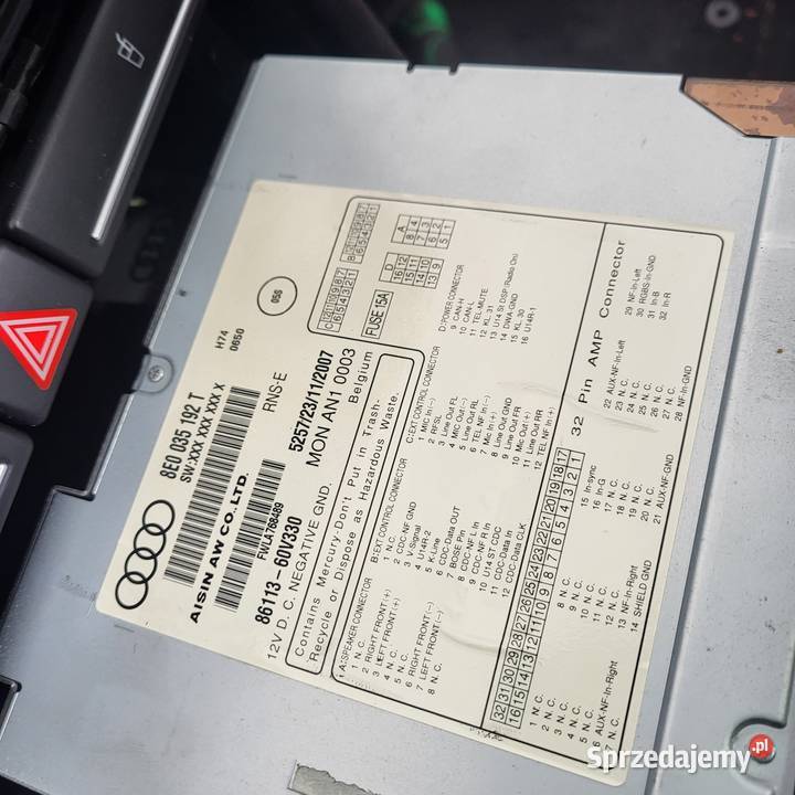 Radio Audi RNSE Mmi z kodem małopolskie