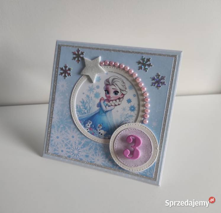 Kartka ręcznie robiona na urodziny Kraina lodu