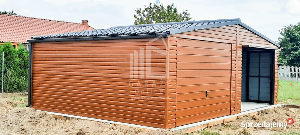 GARAŻ BLASZANY 7m x 6m dwuspadowy 2x Brama drzwi małopolskie Bochnia