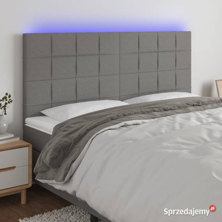 Zagłówek do łóżka z LED ciemnoszary 180x5x118128 Warszawa