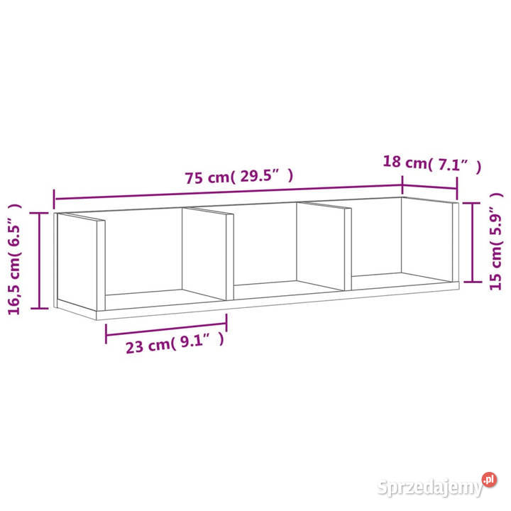 Szafki wiszące 2 brązowy dąb 75x18x165 WM840442 Warszawa
