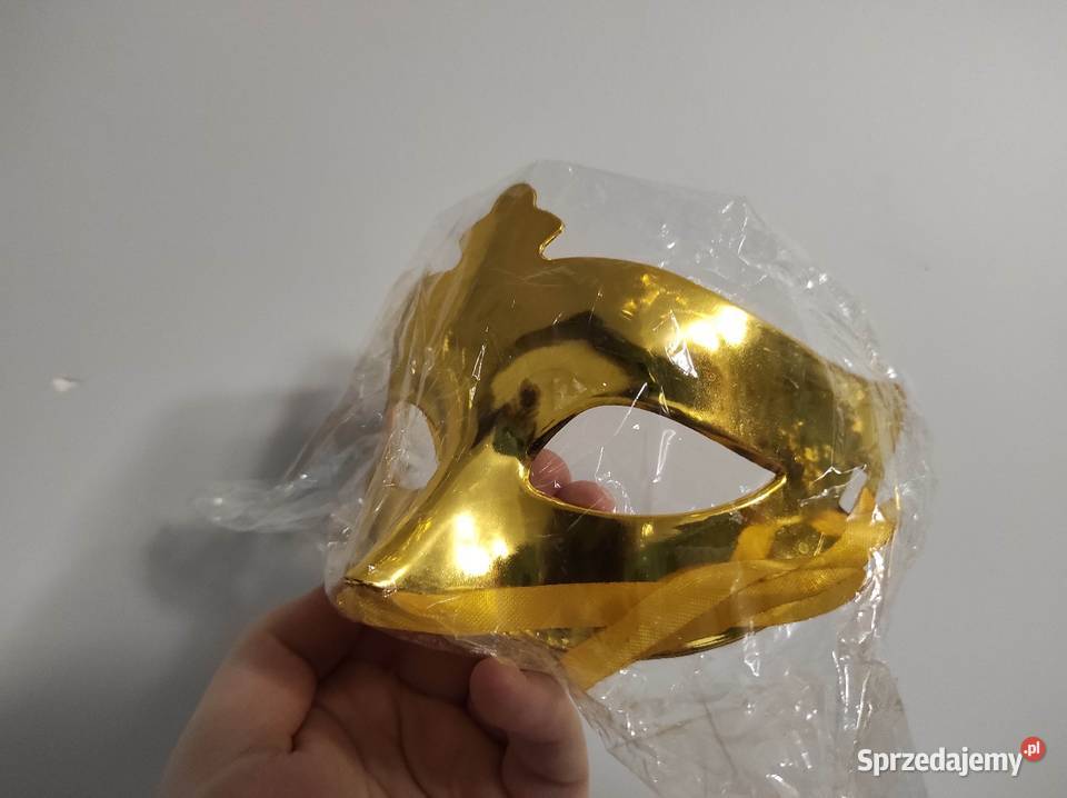Złota maska karnawałowa nowa Pozostałe Płock sprzedam
