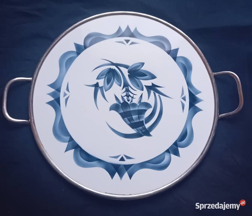 Fajansowa petera art deco w metalowym okuciu Koźminek