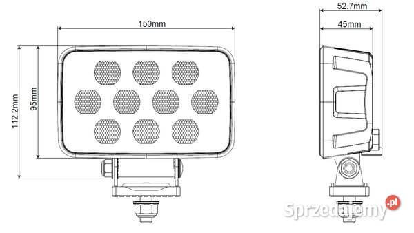 Lampa robocza LED prostokątna 100W 8950lm 1224V Kamionna