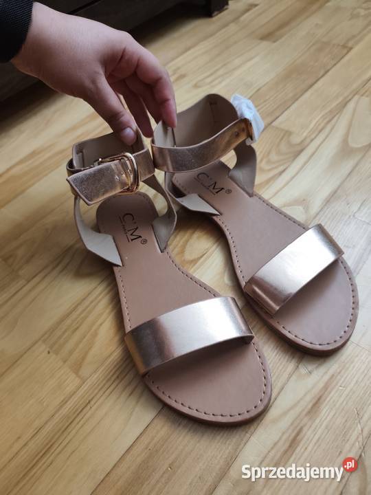 Sandały damskie złote rose gold r 39 nowe Kraków