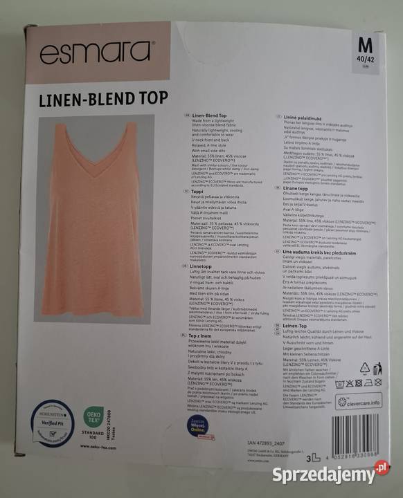 Przewiewny łososiowy top lenwiskoza rozmiar M Odzież damska Warszawa