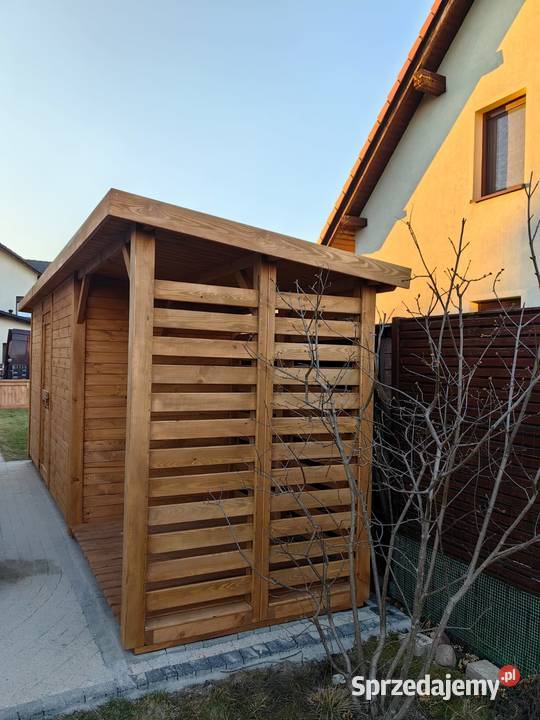 Domek narzędziowy drewniany z drewutnią 5x15m Kalety