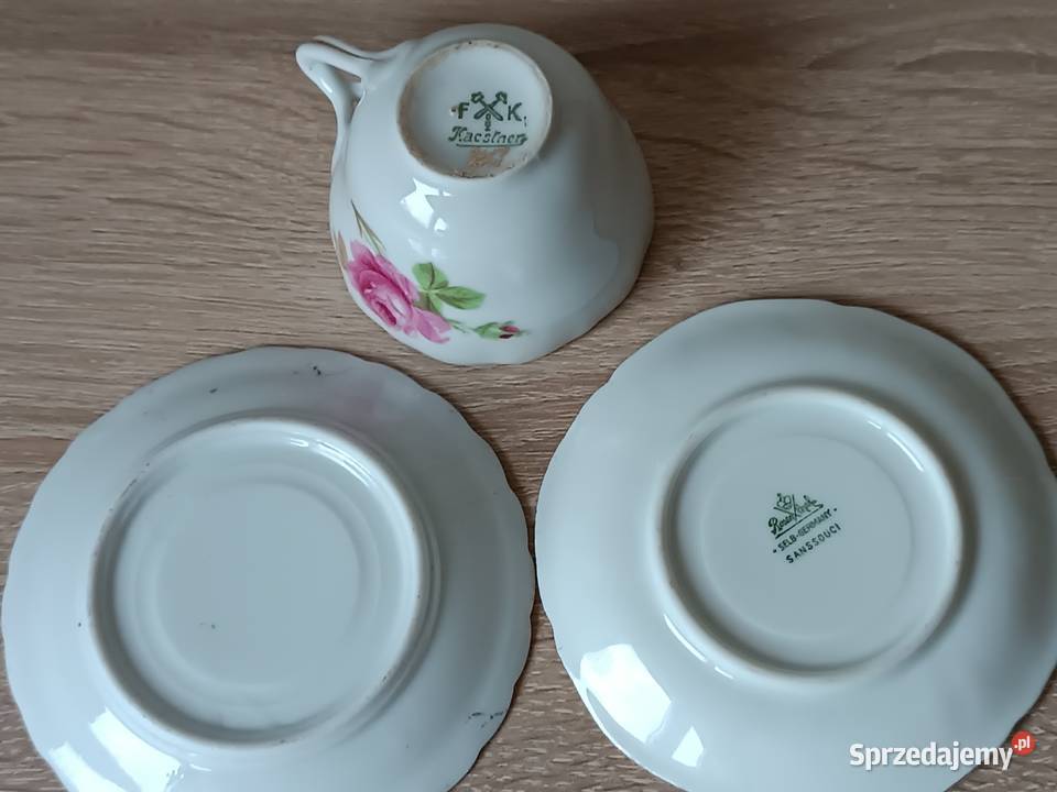 Porcelanowe podstawki i filiżanka Gorlice