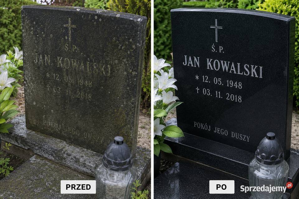 Czyszczenie i odnawianie napisów na nagrobkach Białystok