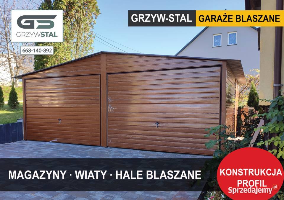 Garaż Blaszany 6x5 Drewnopodobny Złoty DąbGaraże Jelenia Góra