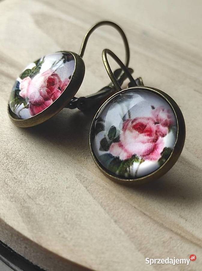 Kolczyki vintage z motywem kiatowym Wrzosowo