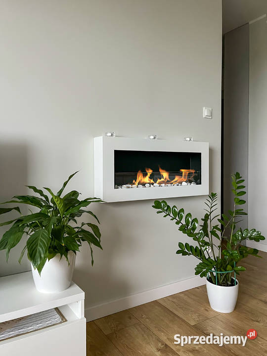 Biokominek wiszący z szybą 900x400 Box biały Warka sprzedam