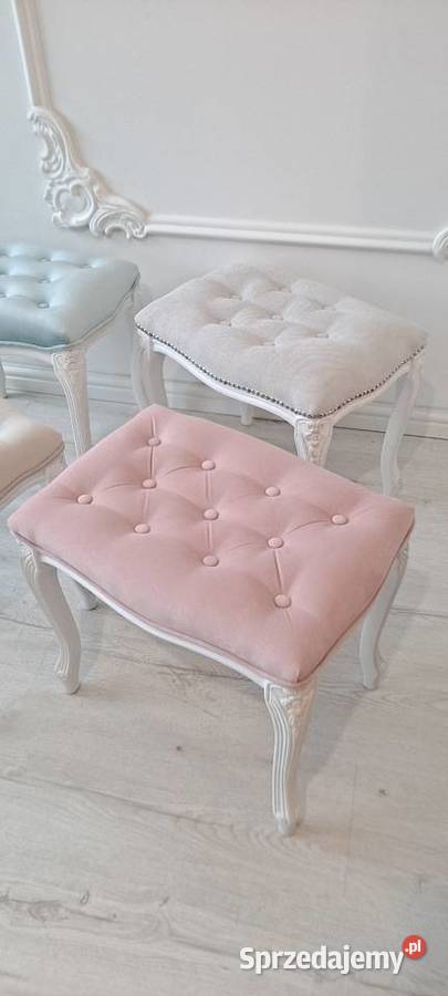 Stylowa pikowana pufa podnóżek Shabby Chic 44cm Szczecin sprzedam