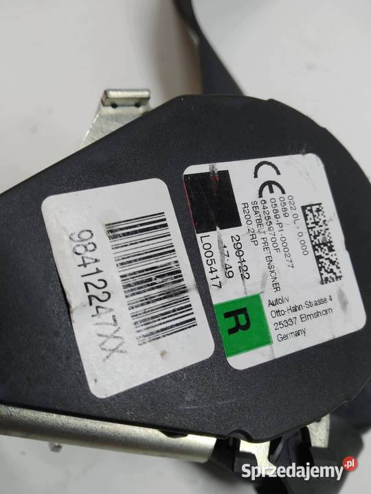 PAS BEZPIECZEŃSTWA PRAWY TYŁ KANAPY 98412247XX Motoryzacja