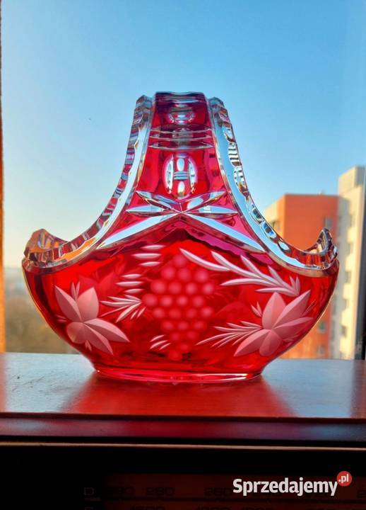 Piękny koszyk kryształowy PRL Porcelana i szkło Wrocław