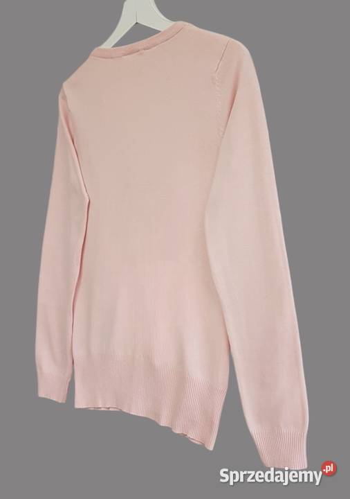 Damski bawełniany sweter pudrowy róż z długim Chrzanów