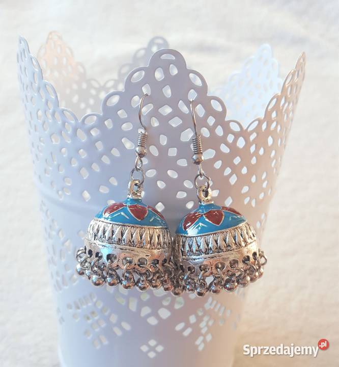 Nowe kolczyki indyjskie jhumki jhumka srebrny Biżuteria dla Pań sprzedam