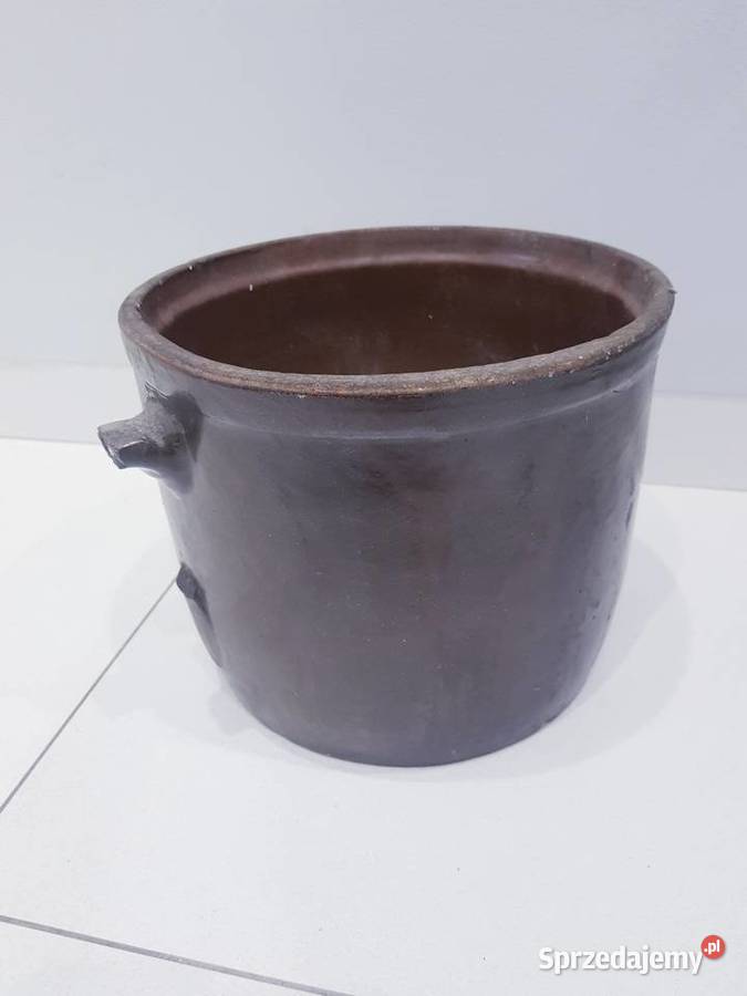 Stary duży kamionkowy garnek do kiszenia ogórków